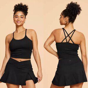 Blogilates Women's Strappy Cropped Tank Top, Black, XS